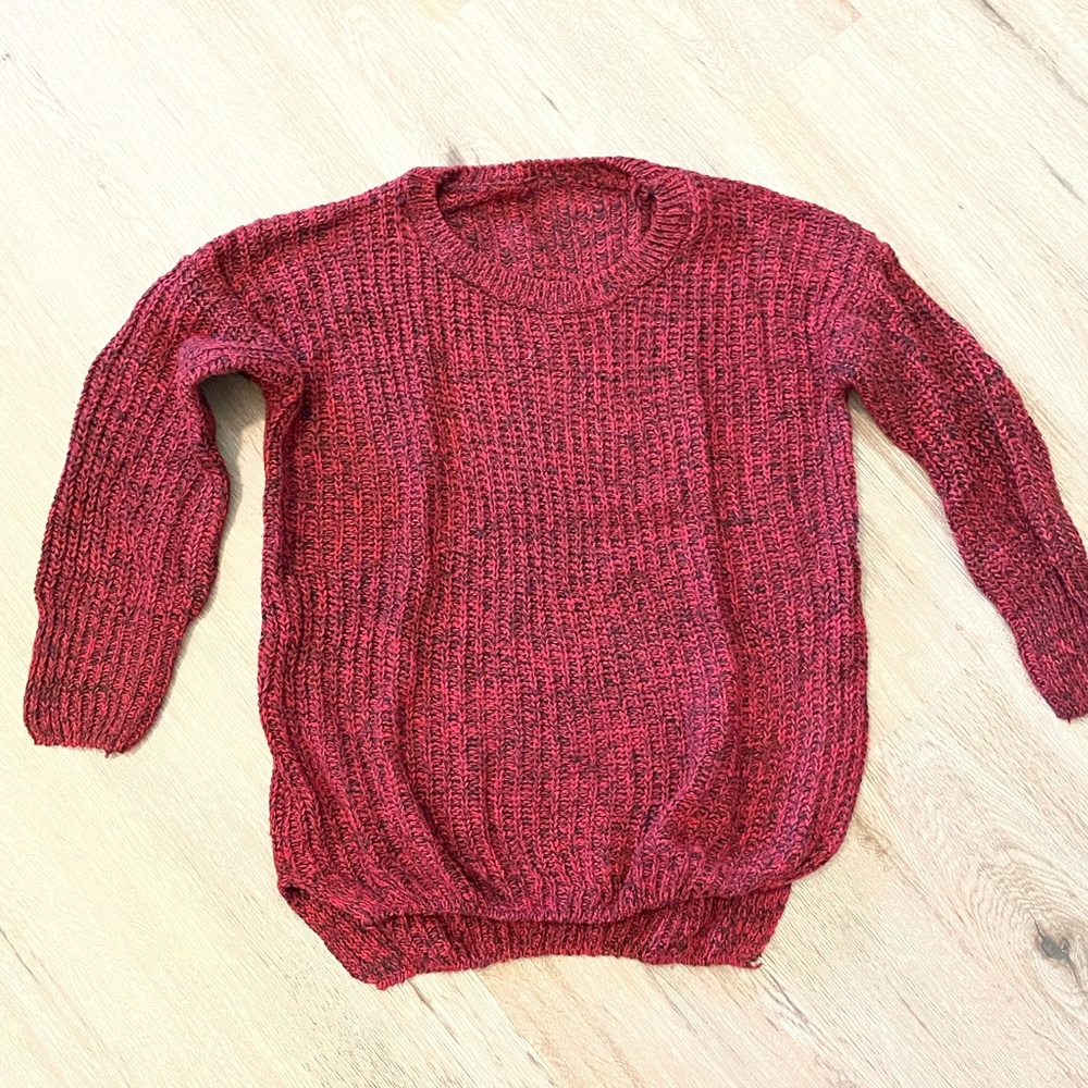Cozy Red Scoop Neck Knit Sweater